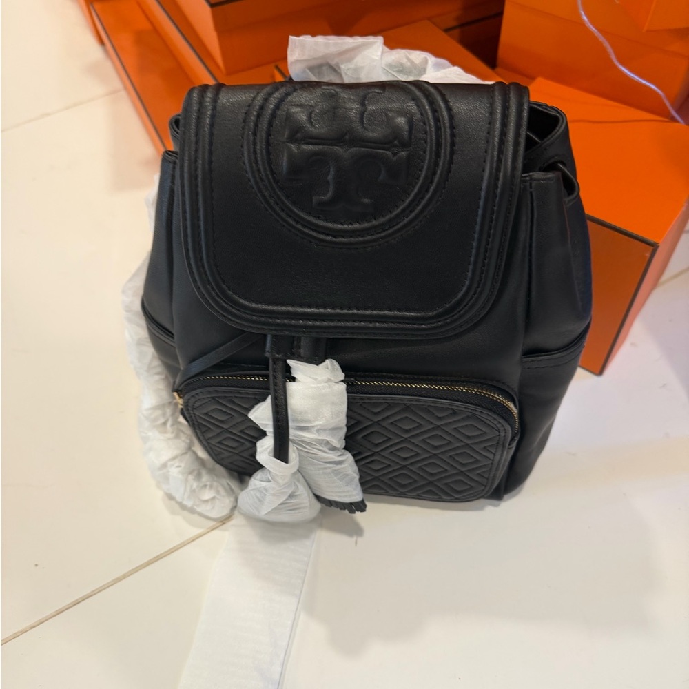 Tory Burch Black Quilted Backpack